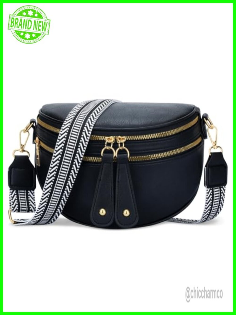 Vegan Leather Crossbody Sling Bag Adjustable Strap Travel